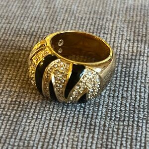 Swarovski Animal Tiger Gold Enamel Rhodium Plated Crystal Hannibal Ring 52 6